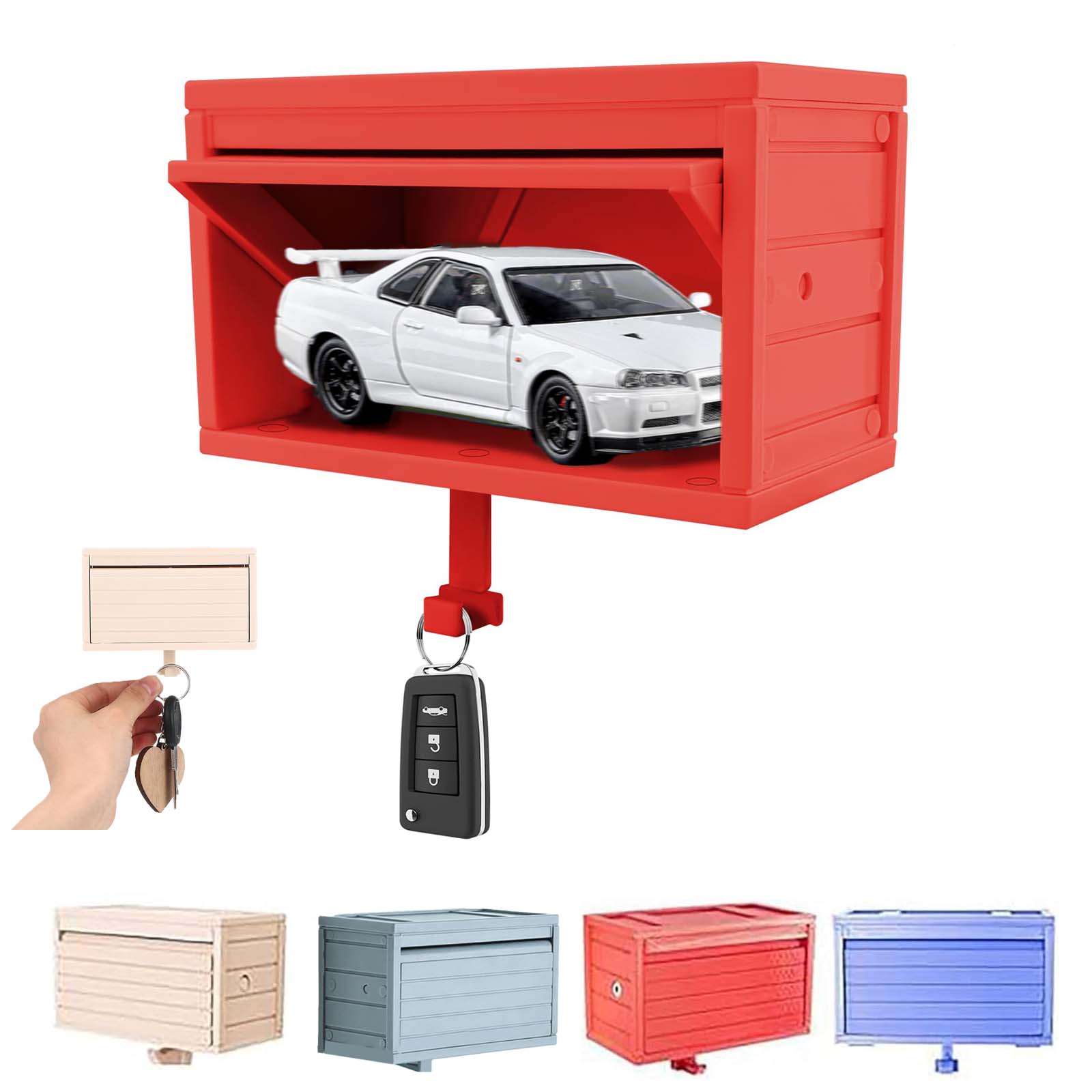 루이 자동차 키걸이 미니 차고 문 오픈 기능 벽걸이 키 정리대, 붉은색, 1개 12,900원