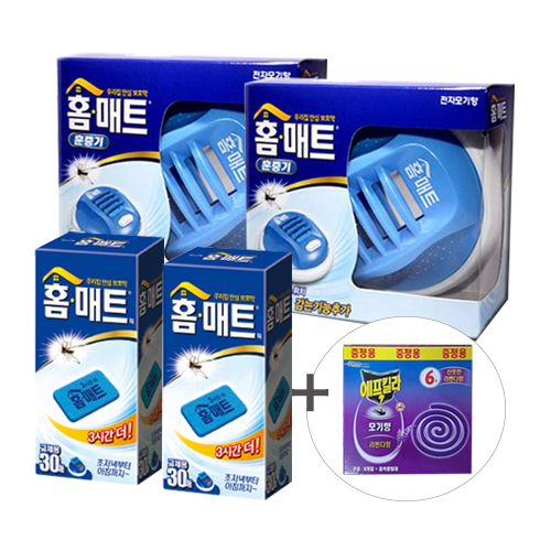 홈매트 코드룰러훈증기x2개+교체용리필30매x2개+모기향10매 증정 모기퇴치기 전자모기향 에프킬라 모기향 모기약 27,500원