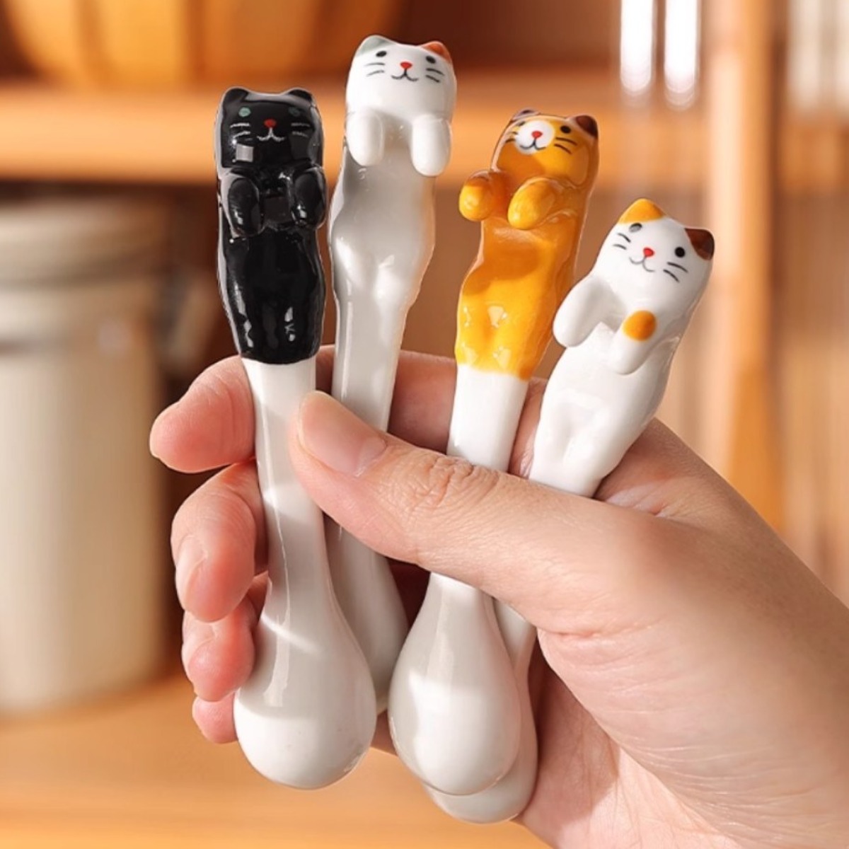 고양이 세라믹 티스푼(4종 1세트), 1세트, 흑묘+백묘+황묘+손등황묘 19,800원