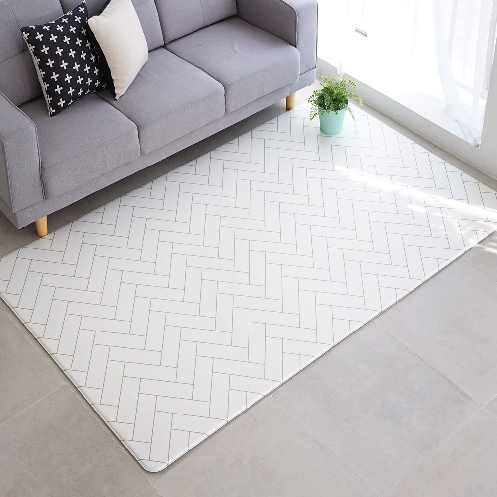 제로벨 PVC 양면 놀이방매트 대형 140x200cm 12T 유아 어린이 층간소음 매트, 양면 헤링본 화이트 118,200원