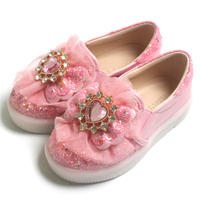 FROMBEBE 프롬베베 여아용 엘리스 하트 큐빅 LED 라이팅 슬립온 38,970원