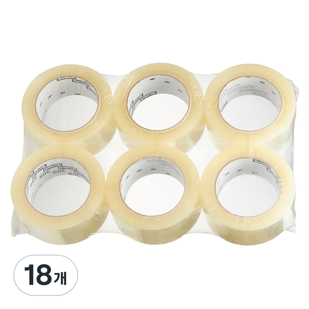 스카치 쓰리엠 309 아크릴 박스 테이프 48mm x 50m 투명, 18개 27,380원