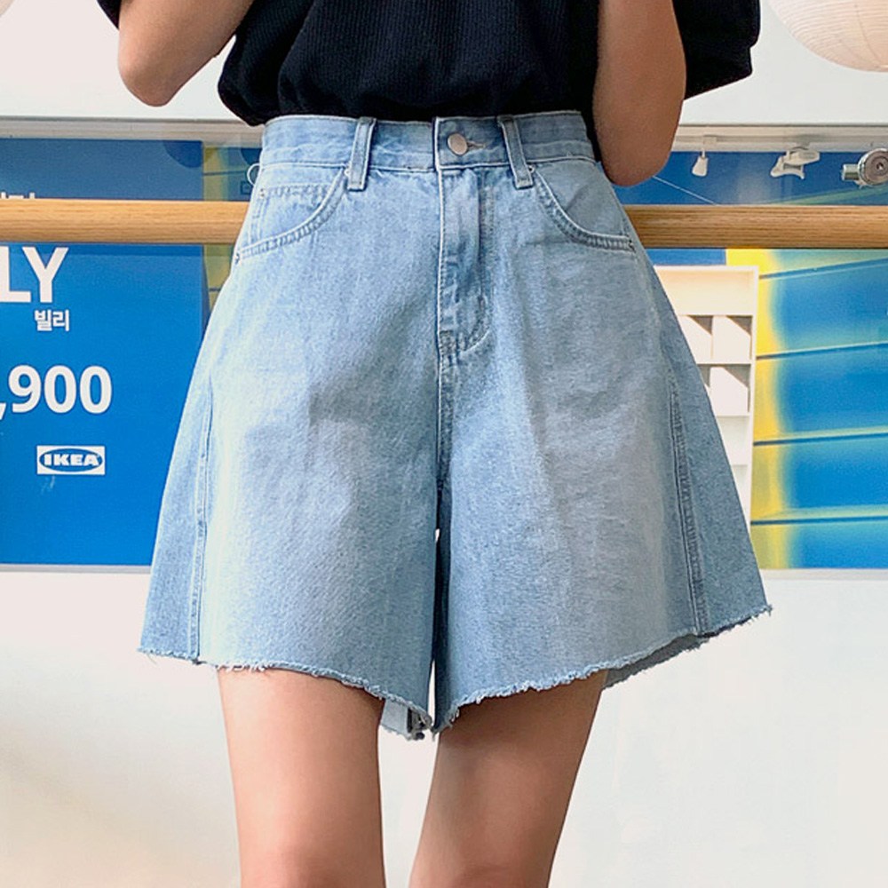 로로텐 와이드 워싱 데님 4부 반바지 히든밴딩 여성 빅사이즈 40,500원