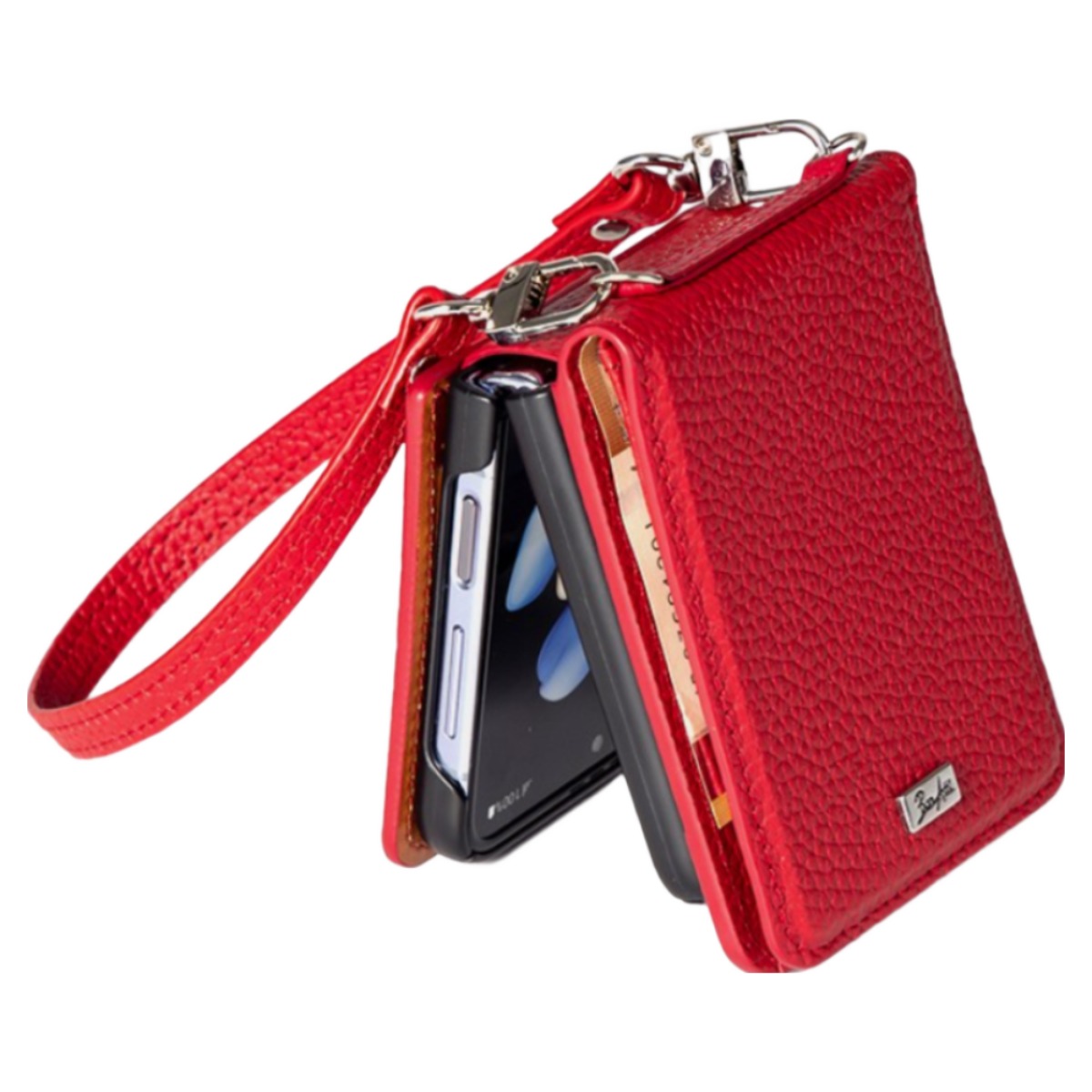 본아띠 RIVERA 천연소가죽 밀라노 토고 힌지보호 카드 지폐 지갑형 스트랩 갤럭시 Z플립 케이스 64,800원