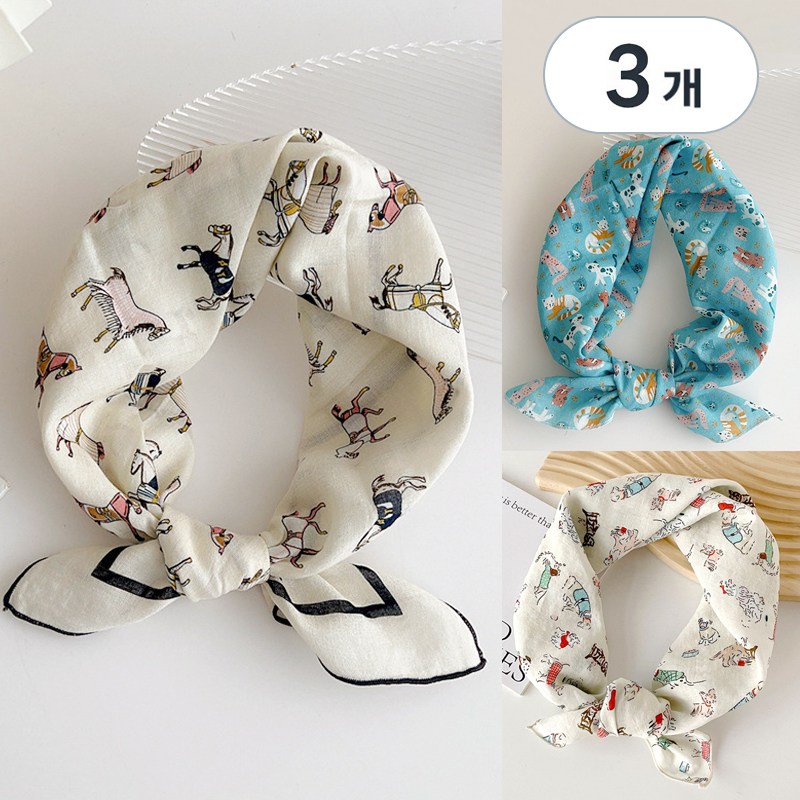 허블리 여성 손수건 스카프 머플러 선물 3종세트 12,800원