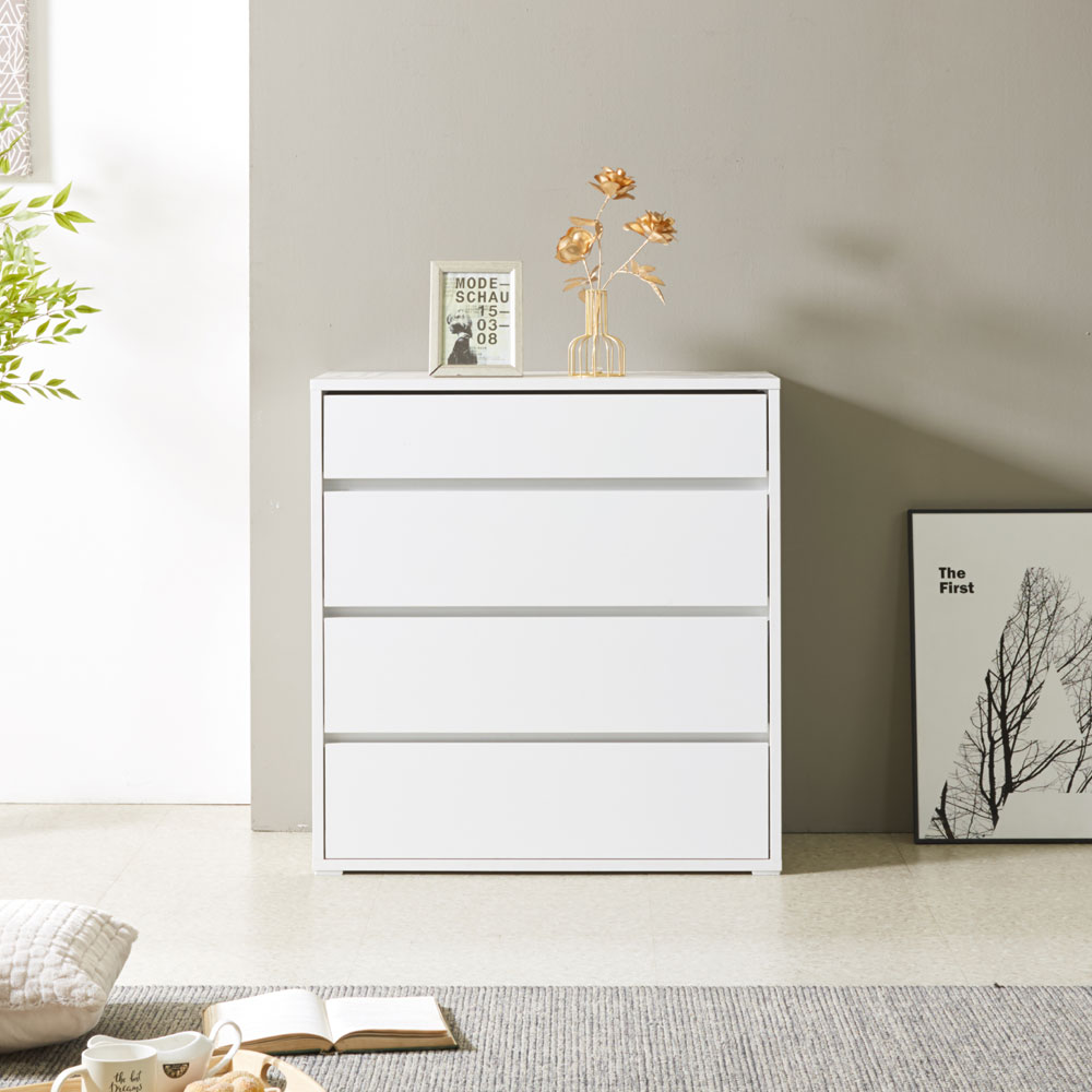 완제품 공간활용 넓고 깊은 4단 4칸 화이트 서랍장 단스 GM022, 4단, 화이트 89,000원