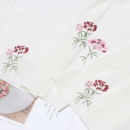 [ 대폭 20수 광목 자수원단 ] 물방울꽃(핑크) H173, 백아이보리색, 1개 21,120원