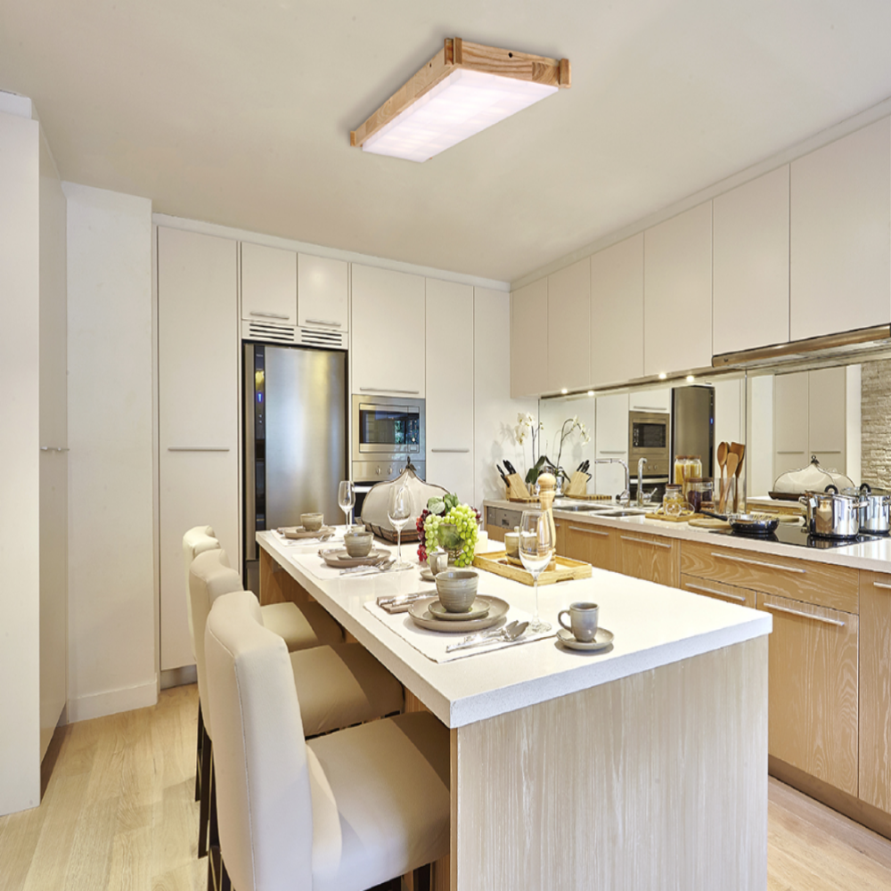 LED주방등 국산 원목 우드 부엌 사각 주방 조명 등 30W, 대/멀바우/주광색 385,000원