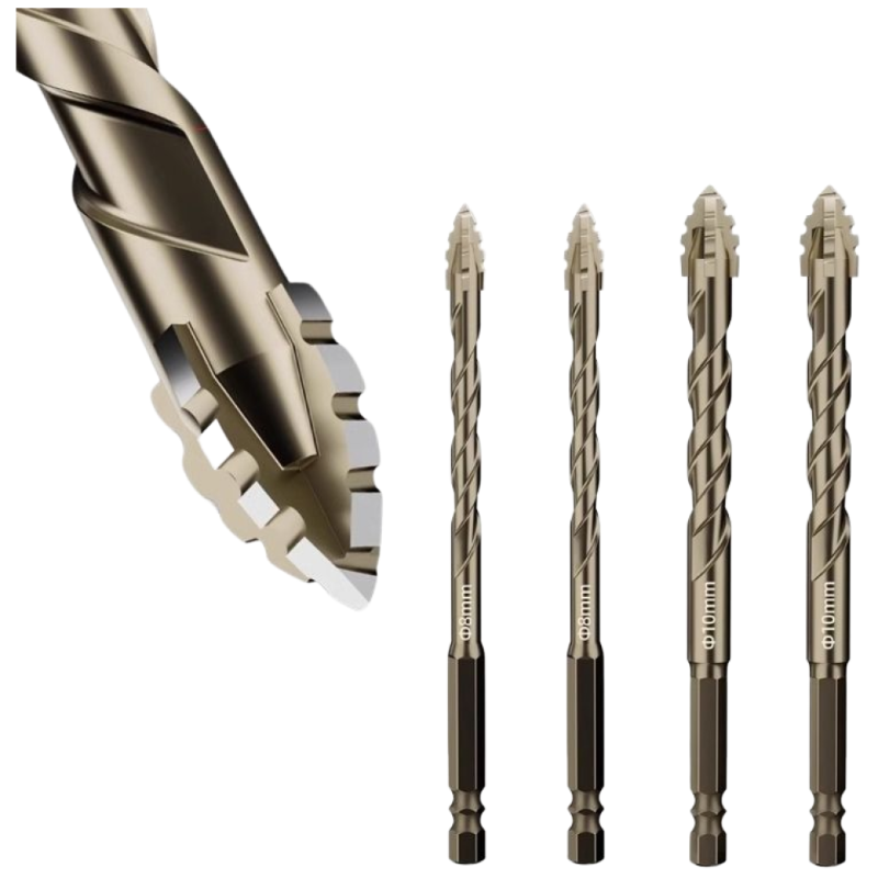 tinduo 만능 4날 톱니형 드릴 비트 8-8-10-10mm 4개입 세트 타일 콘크리트 벽돌담 목재 유리 플라스틱 임팩드릴 기리 11,800원