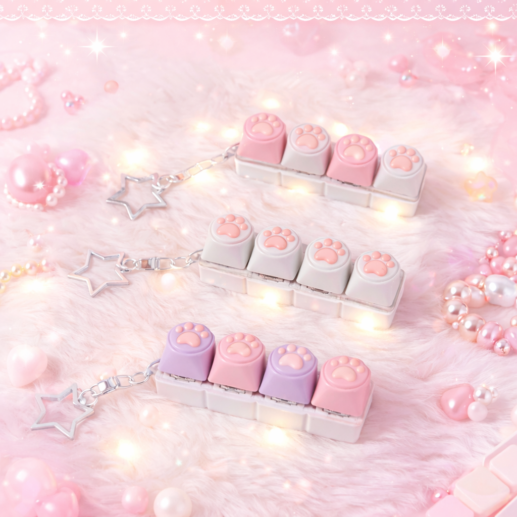 로로메라 LED 고양이 키보드키링 4구 키캡 별모양 고리 9,900원