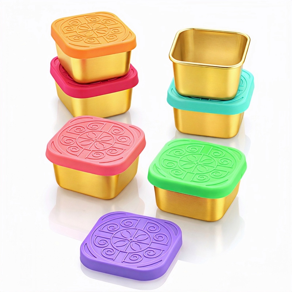 엘리펀트 골드 네모 소스통 실리콘 뚜껑 스테인리스 소스용기 60ml / 180ml, 60ml, 6개 17,900원