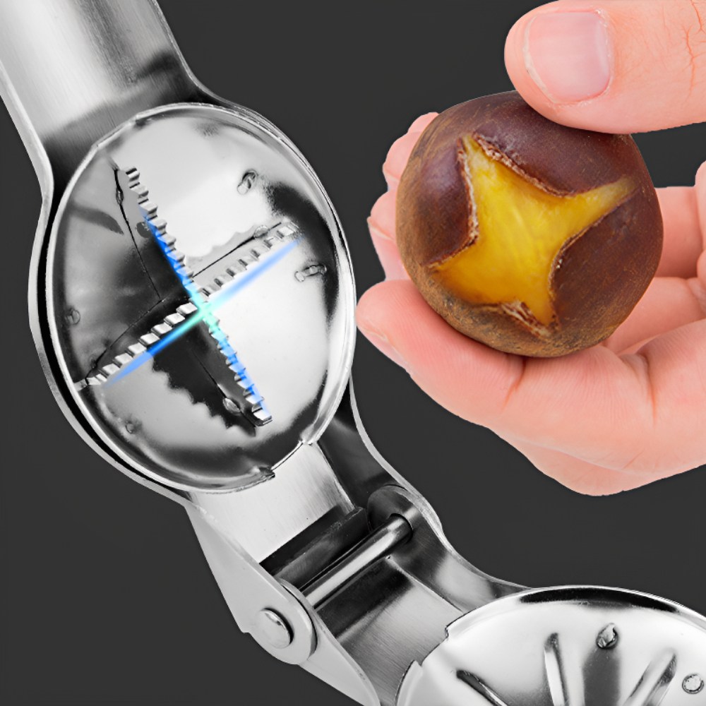 골든레이 밤 칼집 가위 가정용 스텐 밤 손질 가위, 1개, 레이 실버 화이트 11,700원