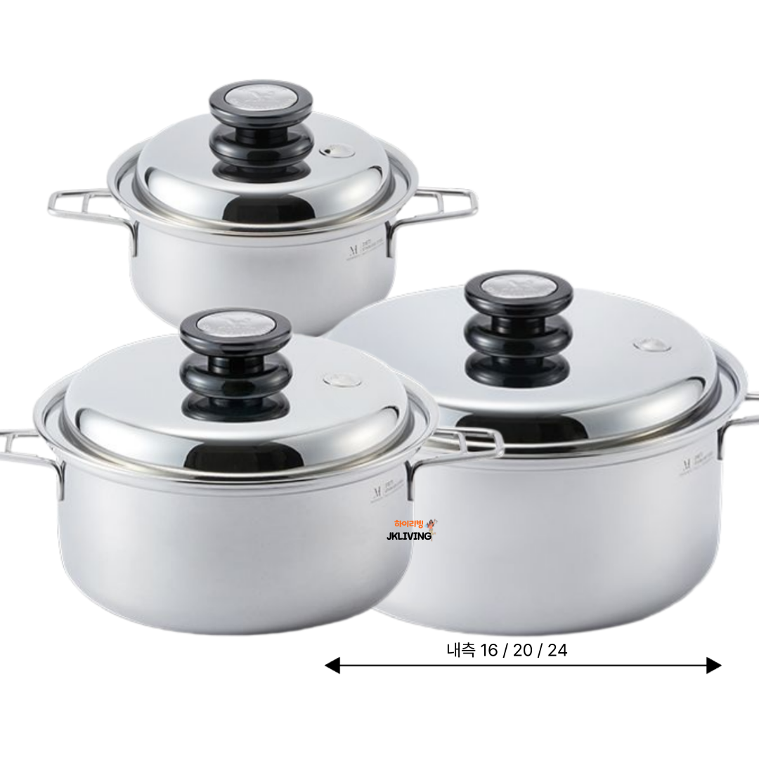 [JKLIVING] 마마르떼 316Ti 티타늄 통5중 스테인레스 냄비 (16냄비, 20냄비, 24냄비, 24전골냄비, 3종 양수냄비세트, 손잡이) - 뚜껑까지 316Ti 티타늄 1,550,000원