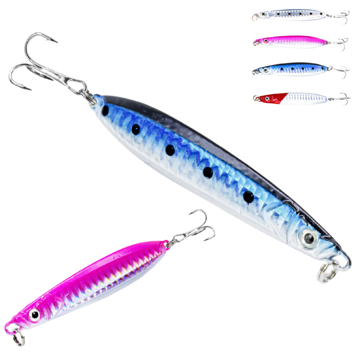 다용도 홀로그램 메탈지그 4개 루어 세트 크롬지그 5g 7g 10g 14g 17g 25g 30g 트레블 훅 메탈 6,600원