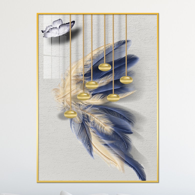 아트블루 행운을 가져다 주는 풍수 북유럽풍 기하학 깃털 인테리어 소품 그림 액자, 9 기하학 블루깃털_D 29,900원