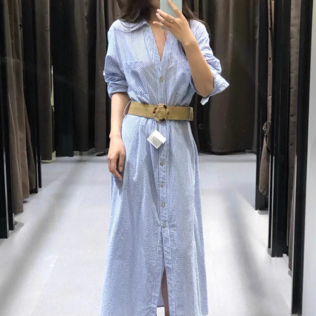 SUNALIFE 여성 롱 셔츠원피스 벨트세트 루즈핏 봄 여름 33,900원