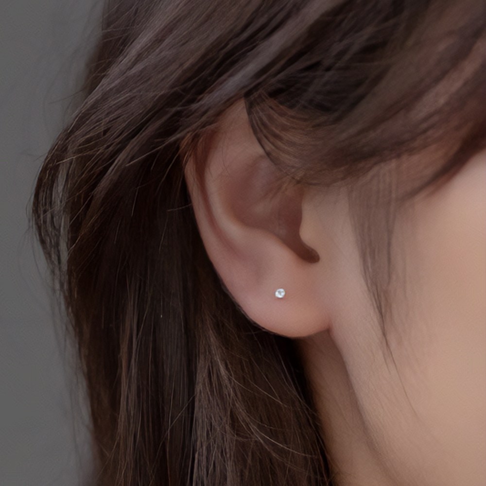 1+1 순은999 노캡 미니 큐빅 귀걸이 3mm 스터드 귀걸이 / 데일리 실버 귀걸이 15,900원