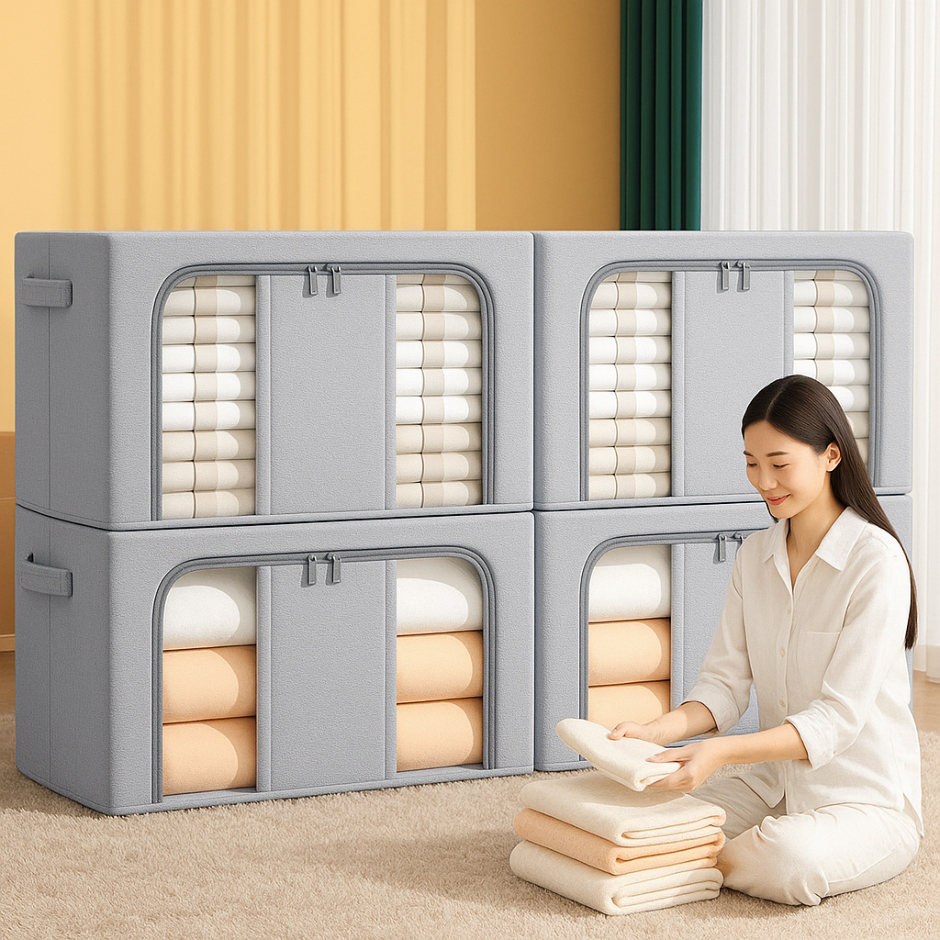 라온프리 대용량 접이식 와이어 리빙박스, 팬텀 그레이, 4개 44,750원