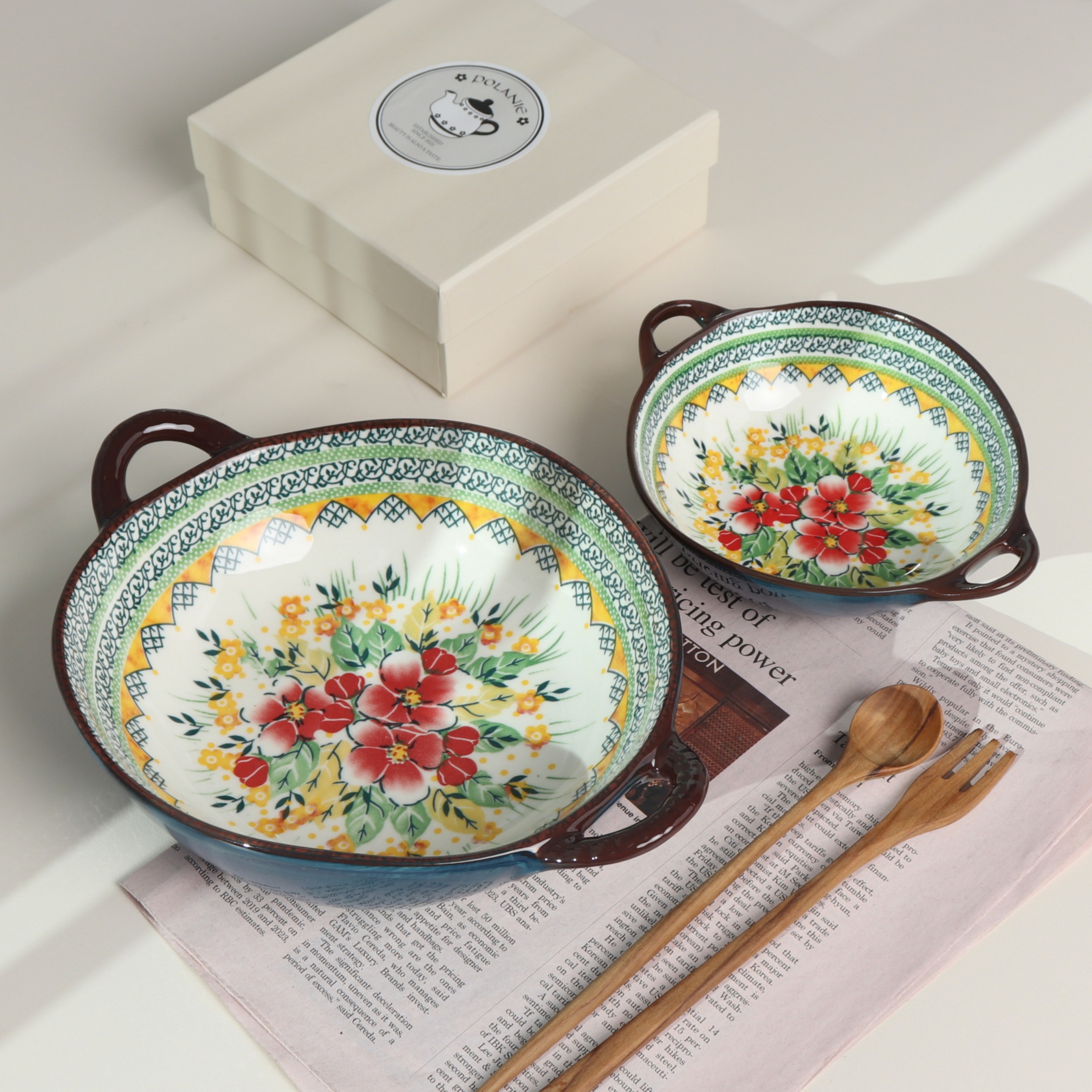 [파격사은품] 모니카 폴란드풍 양손 스프볼 손잡이 그릇 S+M 2P 세트, 피치블라썸, 2개 27,500원
