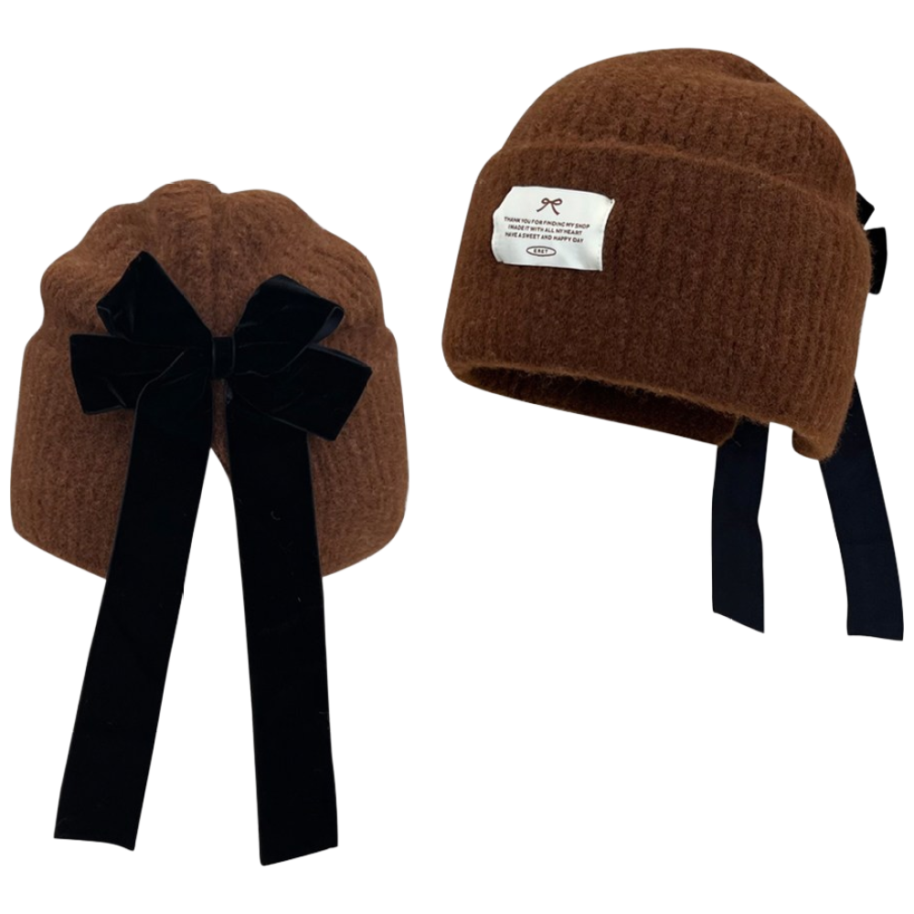 리본리 골프 비니 여성용 니트 백리본 비니 빅사이즈 골프모자, 1개, 브라운 24,500원