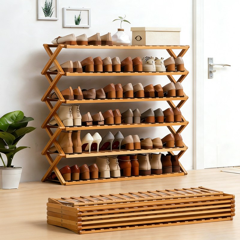 쿠리브 신발장 접이식 현관신발장 설치 X  천연 소재 수납선반 14,500원