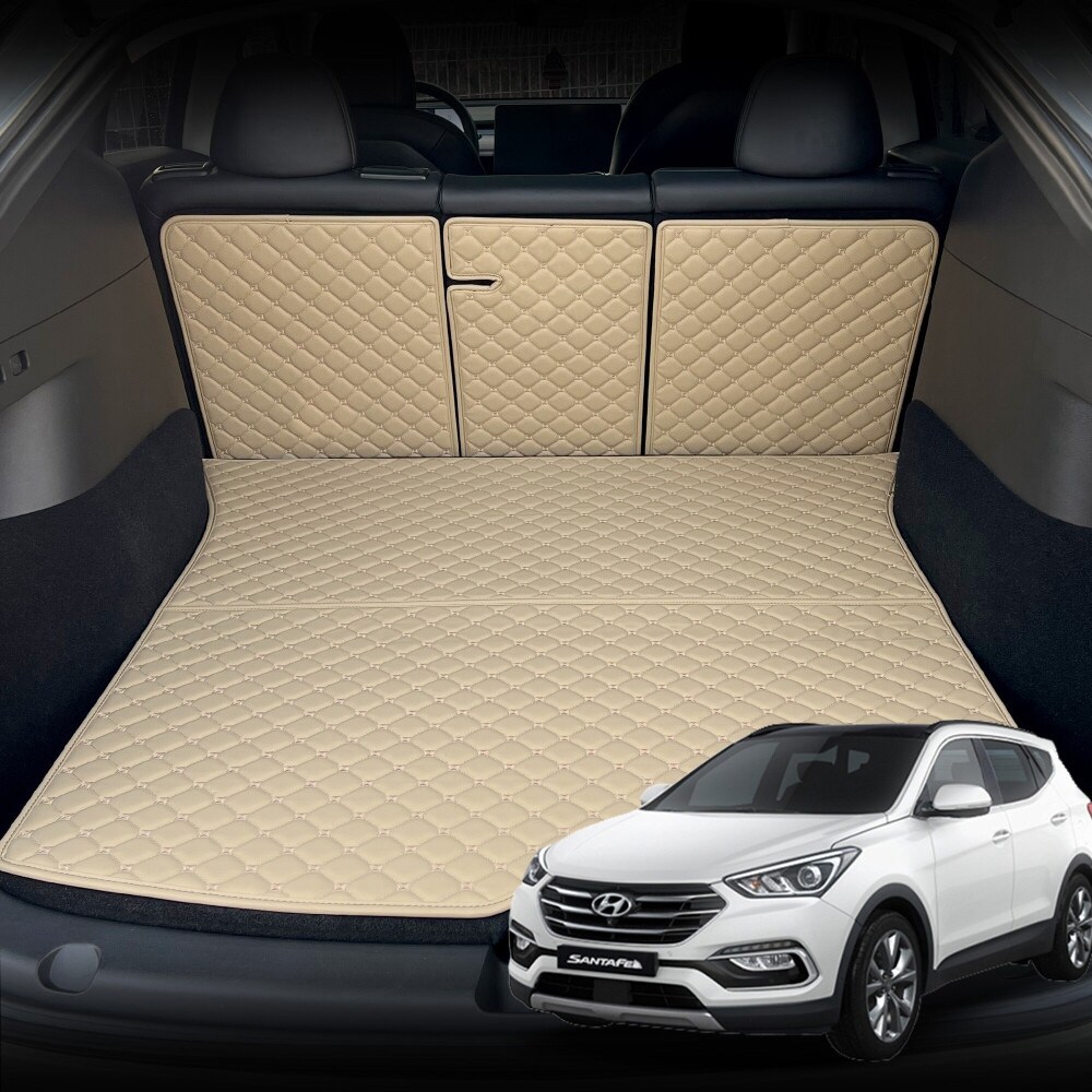 싼타페DM 전용 컨셉토 가죽 퀼팅 등커버 트렁크매트 세트 (2012.3~2018.2), 브라운, 7인승, 현재가 51,450원