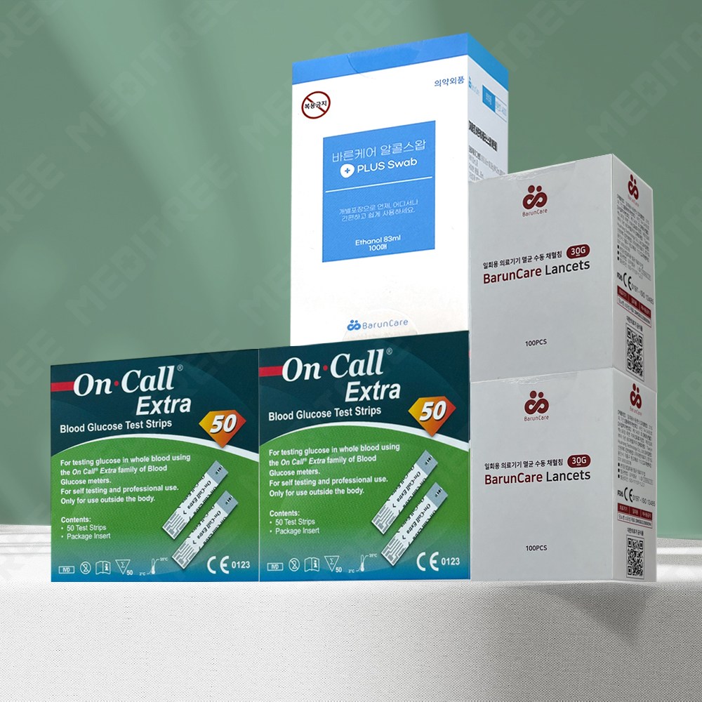 온콜엑스트라 혈당시험지100매+채혈침200개+알콜솜100매 당뇨 검사 측정지 스트립 33,500원