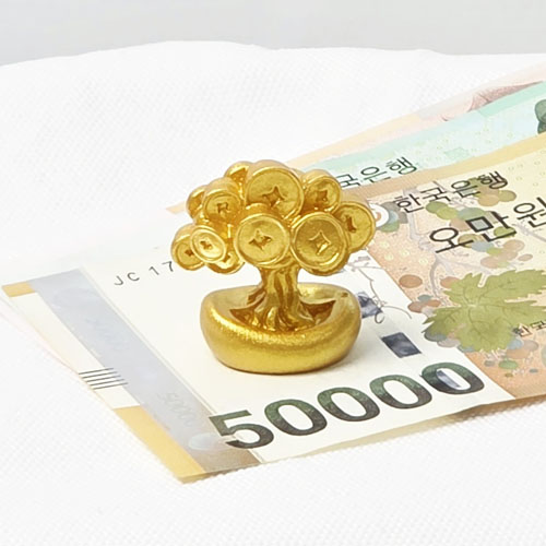티큐 재물운 금전복 풍수 인테리어 소품 미니어처 황금 엽전 돈나무 2개 세트 E346 8,500원