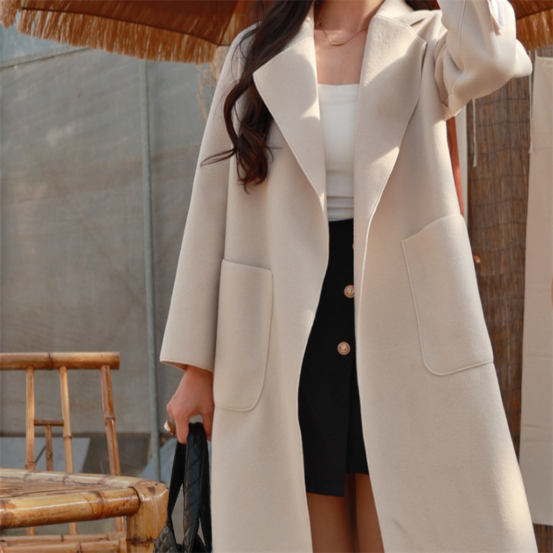 AOKADA 여성 가을 겨울 오버핏 카라 트위드 하프 코트 트렌드 심플 아우터 38,370원