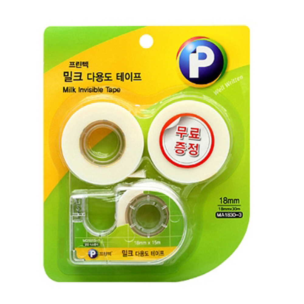 프린텍 밀크 다용도 테이프 /18mm x 30m /양면디스펜서 + 리필 2개입 6,470원