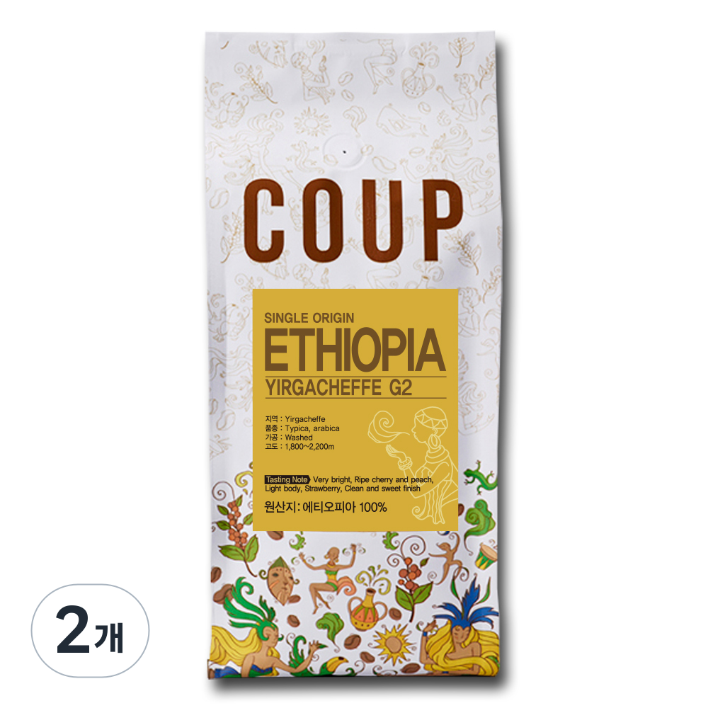 훔볼트 에티오피아 예가체프 콩가 싱글 원두커피, 홀빈(분쇄안함), 200g, 2개 22,400원