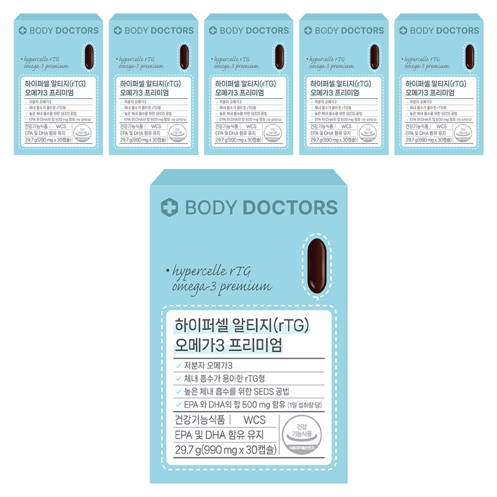 바디닥터스 하이퍼셀 알티지(rTG) 오메가3 프리미엄 29.7g, 30정, 6개 65,170원