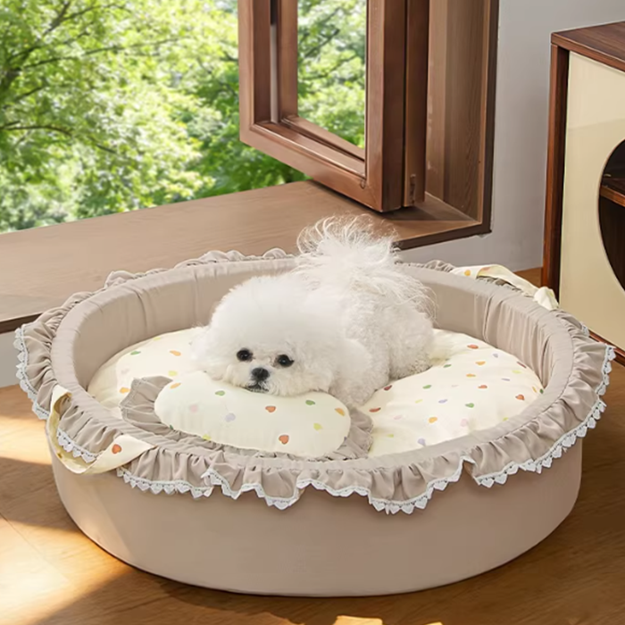 프릴 원형 땡땡이 강아지 고양이 방석 하우스 숨숨집 따뜻한 겨울 사계절용 소형견 중형견 대형견 침대 쿠션 47,300원
