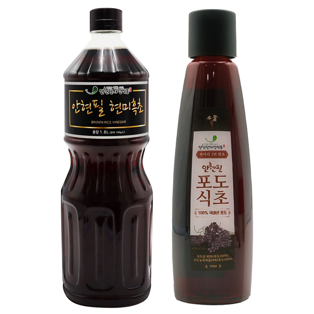 안현필 현미흑초 1800ml 1병 + 항아리3년발효 안현필포도식초 550ml 1병 39,000원