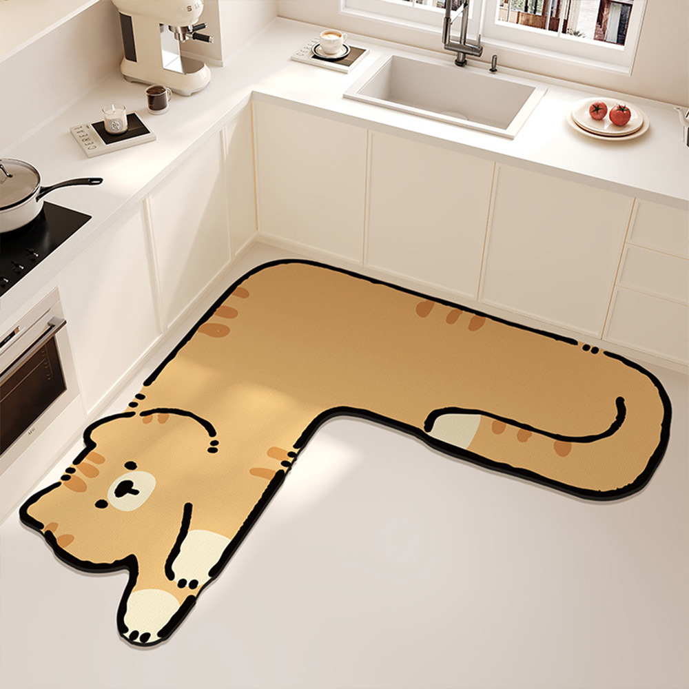 규조토 L자형 주방매트 방수 미끄럼방지 귀여운 동물 패턴 주방발매트, 고양이1 21,420원