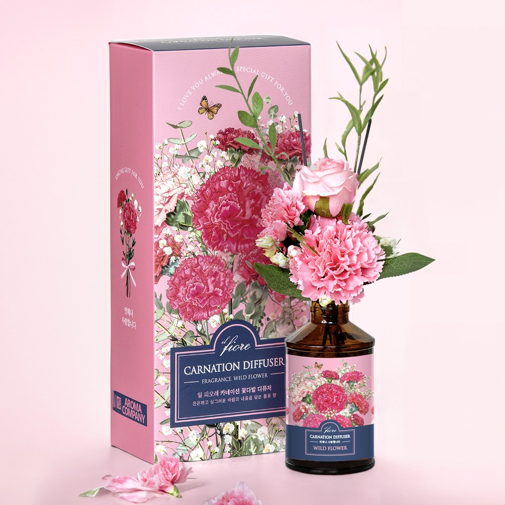 일피오레 카네이션 꽃다발 디퓨저 가정의달 어버이날 스승의날 감사선물, 1개, 160ml, 와일드플라워 19,800원
