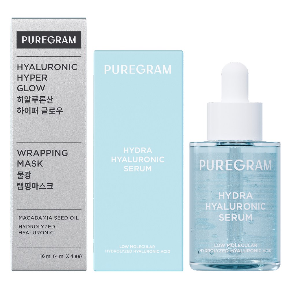 [김민규 PICK]퓨어그램 저분자 히알루론산 세럼 본품+글로우 랩핑마스크 1box 수분충전 100시간 속건조해결 71,400원