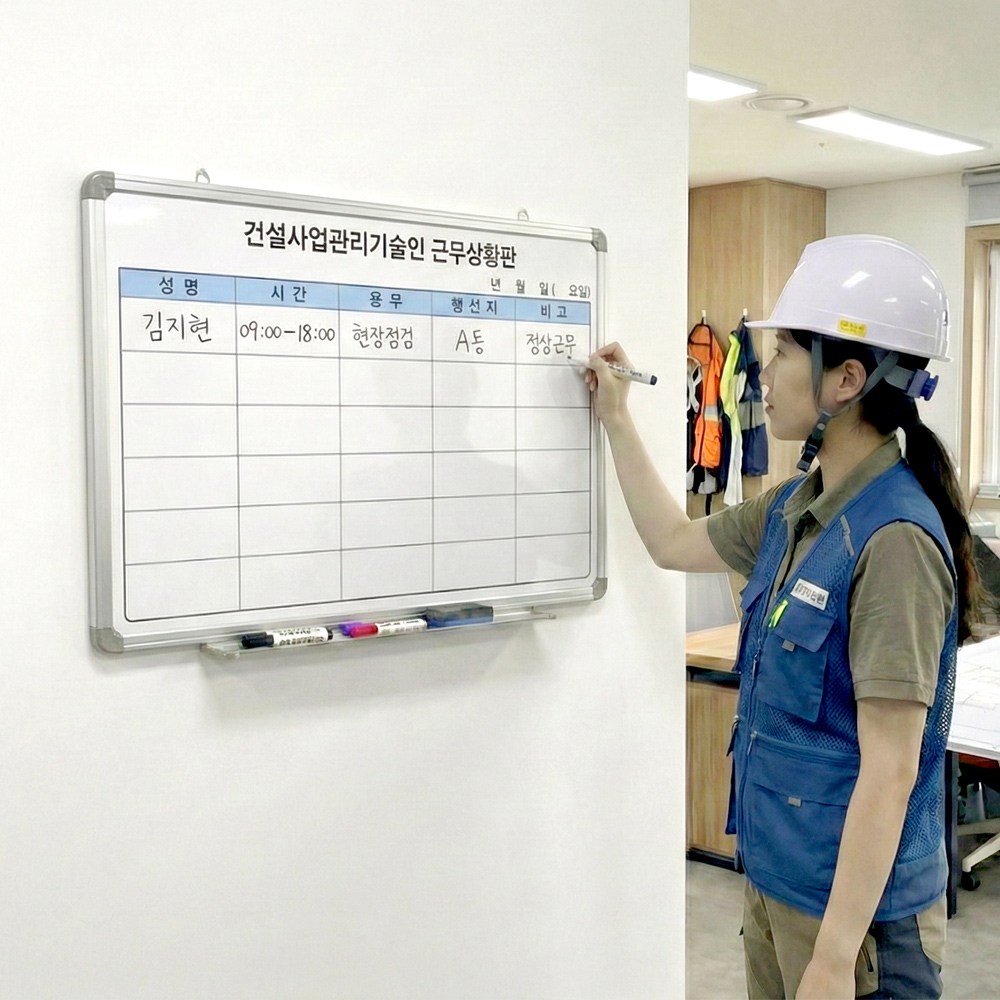 감리원 근무상황판 900x600 건설사업관리기술인 근무현황판 화이트보드 제작 39,000원
