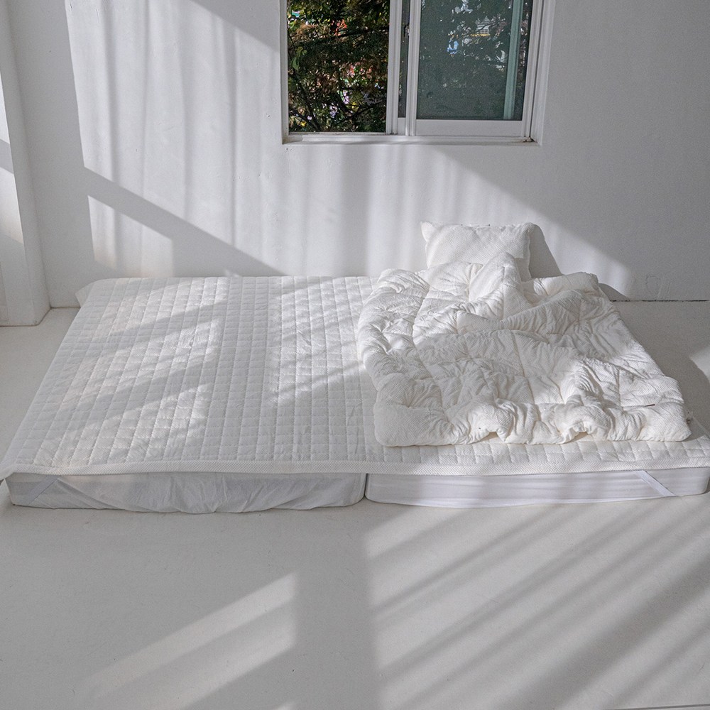 극세사 겨울 패밀리침대패드, 크림 106,000원