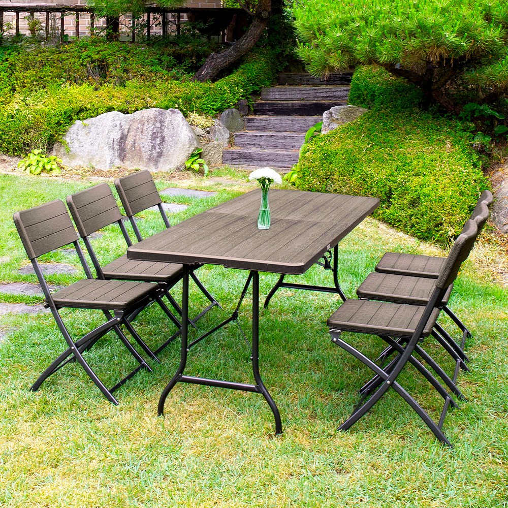 아르망 1800 브로몰딩 테이블 아르세의자 6개 세트 야외 정원 카페 6인 테라스 캠핑 공원 접이식 휴대용, 단일상품 250,000원