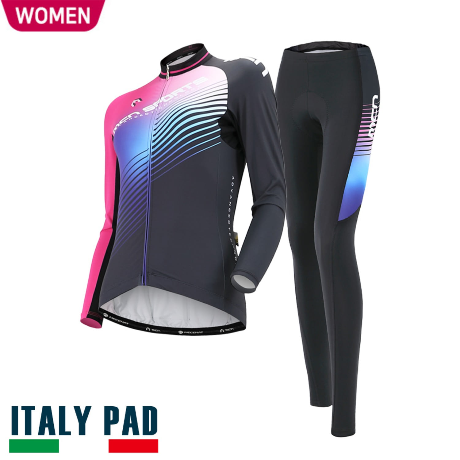 MCN 울트라 바이올렛 여성용 긴팔져지+9부 패드바지 세트 자전거 라이딩복 자전거의류 상하의 240,000원