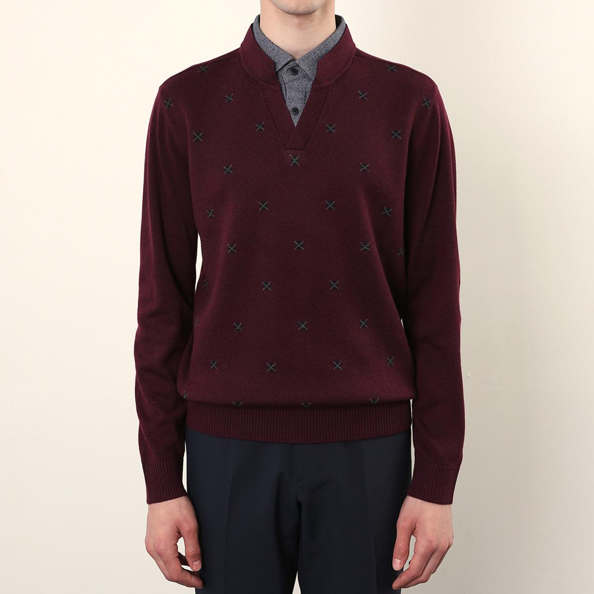 인디안 울혼방 이중에리 니트 봄 브이넥 스웨터 BP4F-2001-8211 99,000원