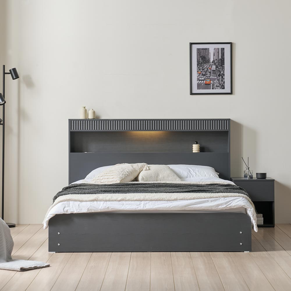 슬립스토아 호텔 하모니 LED 수납 침대+독립70T 유로탑 매트리스 세트 SSQK, 그레이 489,000원