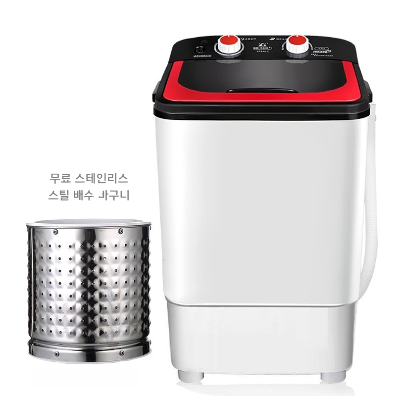 로로랜디 미니 세탁기 1인용 자취방 5kg 기숙사 속옷 수건 아기옷 양말 소형 통돌이 세탁 탈수, 블랙앤 레드 86,800원