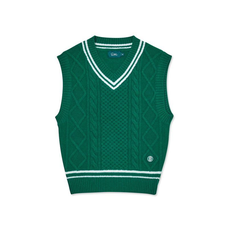 세인트나인 여성 브이넥 케이블 니트 베스트 GREEN 108,890원