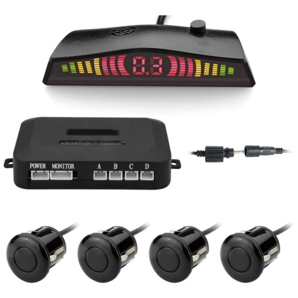 자동차 후방감지기 자동 주차 센서 4구 센서 차량용 역방향 백업 주차 레이더 모니터, 검정 21,900원