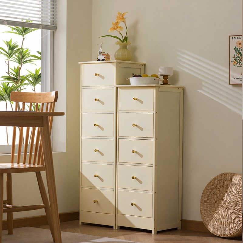 GOOD HOME 다용도 서랍 수납장 거실 침실용 틈새 수납 대나무 우드 소재 크림화이트, 5단, 크림화이트 78,900원