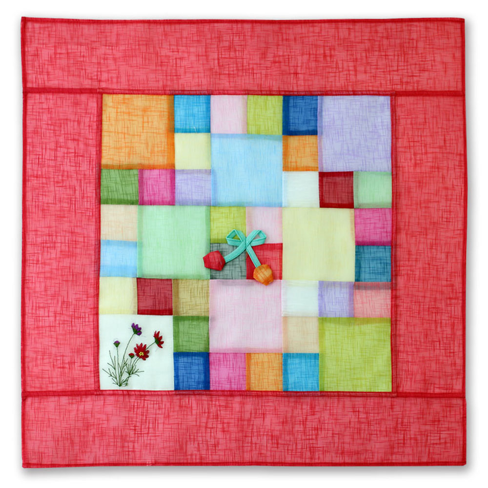 해피툴 꽃자수 모시조각 사각 밥상보 레드 6,100원