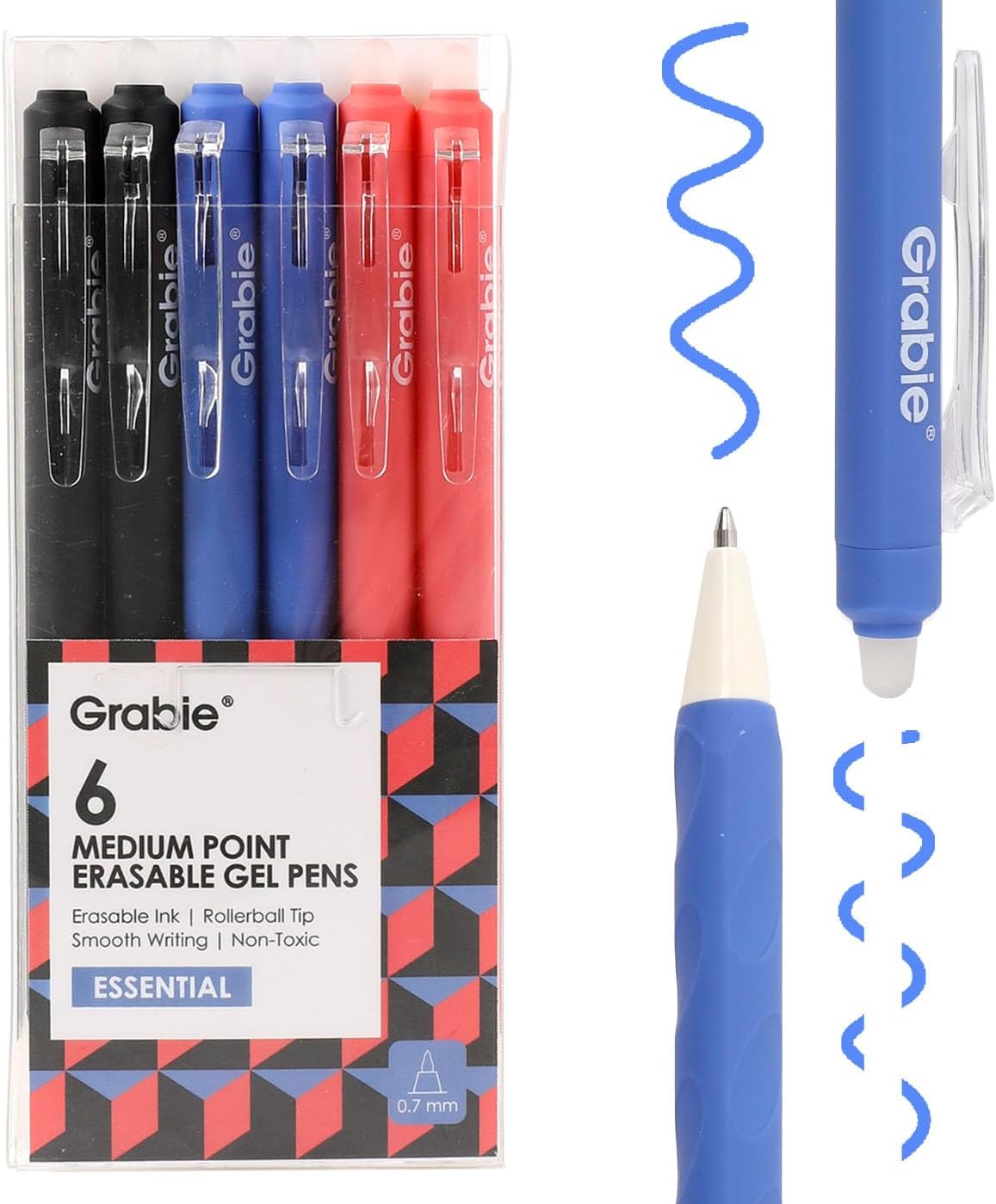 그래비 지우개 젤 펜 중간 지점 0.7mm 그림 쓰기 플래너를 위한 실수를 없애다 6팩 블랙블루레드 60,610원
