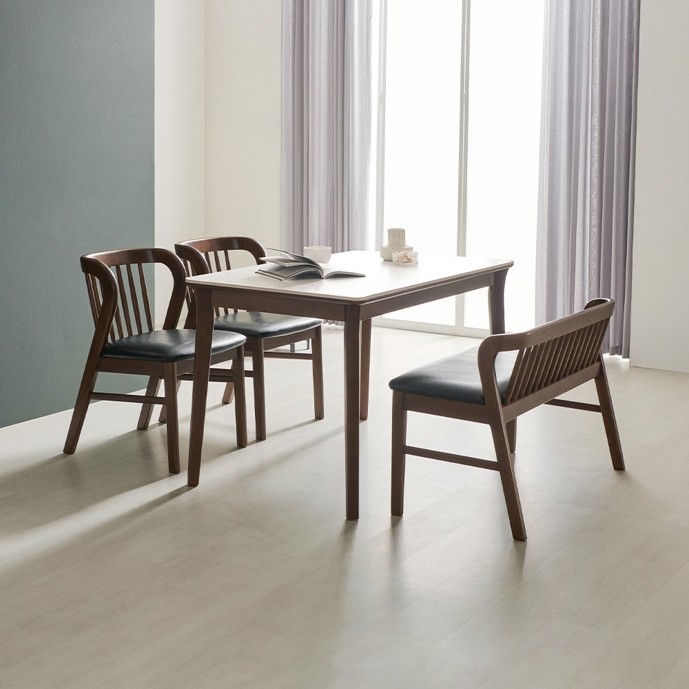 라로퍼니처 데이브 1250 포세린 통 세라믹 4인 고무나무 원목 식탁 세트 380,000원